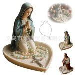 Statue de notre - dame de grace, porte - chapelet, porte - bijoux, relique en resine, cadeau catholique ...