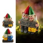 Statue de gnome de jardin en r�sine, d�coration de bureau, sculpture de couple en plein air, d�coration ...