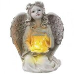 Statue de jardin d'ange gardien en rsine, absorbe les lumires, dcoration d'ange, antique, finition ...