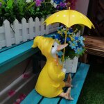 Statue de jardin dcorative, canard jaune avec parapluie, sculpture, ornement artistique, pour jardin ...