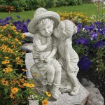 Statue de jardin effet pierre pour enfants, d�coration d'ext�rieur, pour gar�on et fille, sculpture de ...