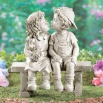 Statue de jardin a effet de pierre pour enfants d�coration f�erique d'ext�rieur pour gar�on et fille ...