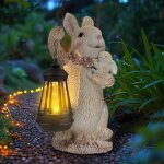 Statues de jardin a energie solaire, lumires de lapin, dcoration de jardin de lapin illumine extrieure, ...