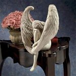 Statue de jardin f�erique en r�sine, statue de cour ext�rieure, jambes serr�es, ailes d'ange, sculpture, ...
