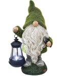 Statue de jardin nain amusant a energie solaire de 33 cm ¿ dcoration extrieure en rsine impermable ...