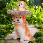 Statues de jardin en polyr�sine pour chiens et chiots, ornements de sculptures d'animaux antiques, bain ...