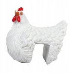 Statue de jardin en polyrsine peinte a la main en forme de poulet, dcoration de patio blanche