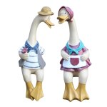 Statues de jardin en r�sine, liquidation ext�rieure, figurines de canard masculin f�minin, 2 pi�ces, ...