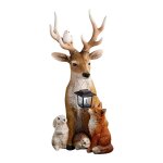 Statues de jardin en r�sine solaire, figurines de cerf, lapin, loup, d�coration de no�l, bricolage, accessoire ...