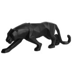 Statue de lopard en rsine, sculpture de bureau, animal de salon, panthre noire, ornements gomtriques ...