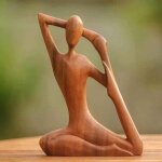 Statue de mditation en bois pour fille de yoga, mise en place en voiture faite  la main, mise en place ...