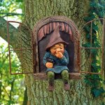 Statue de nain de jardin extrieur, elfe sortant, hugger d'arbre, mini - indicateur de dcoration, jpeoples, ...