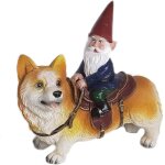 Statue de nain de jardin funny guy mugs - nain chevauchant un corgi - sculpture de nain de jardin intrieur ...