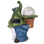 Statue de naine de jardin en résine, porte boule magique et lampes solaires led, décoration extérieure ... Statue de naine de jardin en résine, porte boule magique et lampes solaires led, décoration extérieure ...
