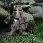 Statue d'ornement de nain, dcoration de cour extrieure, soldat gobelin de jardin, chevalier mdival, ...