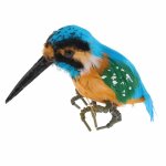Statue de p�cheur kingfishing r�aliste, artisanat avec plumes, figurines d'oiseaux de jardin