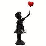 Statue de petite fille avec ballon, sculpture d'art moderne pour la dcoration intrieure, figurine en ...