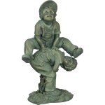 Statuette de jardin garons jouant a saute - mouton, multicolore, 15 x 25. 5 x 40. 5 cm