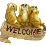 Statuette de jardin avec suricates 3 sages welcome 24 cm