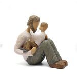 Statuette en r�sine p�re et fils - ornement de bureau pour la maison