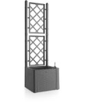 Stefanplast - bac a fleur deluxe - carre avec treillis stone gris - 43x43xh142cm Stefanplast - bac a fleur deluxe - carre avec treillis stone gris - 43x43xh142cm