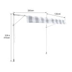 Store banne pour balcon chene 2 � 1, 2m - toile beige et structure grise