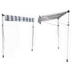 Store banne pour balcon chene 2 × 1, 2m - toile rayée blanche / grise et structure blanche Store banne pour balcon chene 2 × 1, 2m - toile rayée blanche / grise et structure blanche