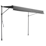 Store banne pour balcon chene 3  1, 2m - toile anthracite et structure grise