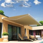 Store banne coffre celeste 4, 00x3, 00 m (motoris secours a tlcommande + led - blanc - ecru)