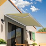 Store banne coffre cinabre 3, 00x2, 00 m (motoris� et interrupteur - blanc - ecru)