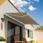 Store banne coffre cinabre 3, 00x2, 00 m (motoris� et interrupteur - blanc - taupe)