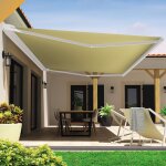 Store banne coffre hevoa 4, 05x3, 50 m (motoris� secours a t�l�commande - blanc - ecru)