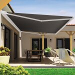 Store banne coffre hevoa 5, 00x3, 50 m (motoris secours a tlcommande + led - blanc - gris graphite) ...