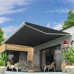 Store banne coffre soa 6, 00x3, 50 m (motoris� secours a t�l�commande + led - blanc - gris graphite)