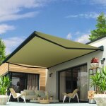 Store banne coffre soa 6, 00x3, 50 m (motoris� secours a t�l�commande + led - gris anthracite - ecru) ...