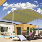 Store banne double pente enargite 4, 00x2x3, 00 m (manuelle - blanc - ecru)