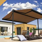 Store banne double pente enargite 4, 00x2x3, 00 m (motoris a tlcommande - gris anthracite - taupe) ...