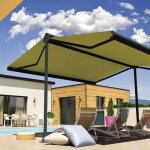 Store banne double pente enargite 6, 00x2x3, 00 m (motoris� a t�l�commande - gris anthracite - ecru)