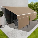 Store banne manuel 4x3 m taupe lambrequin h. 1, 50 m