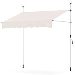 Store banne r�tractable 200 cm x 120 cm r�glable 210 - 300 cm avec manivelle moderne en polyester blanc ...