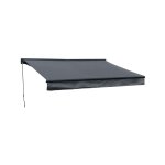 Store banne saule 2, 95 � 2, 5m avec semi - coffre - toile anthracite et structure grise