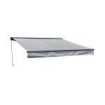 Store banne saule 3, 5 � 3m avec semi - coffre - toile grise et structure grise
