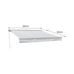 Store banne saule 3, 5 × 3m avec semi - coffre - toile ray�e blanche / grise et structure blanche