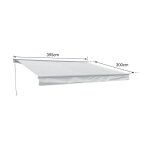 Store banne saule 3, 95 × 3m avec semi - coffre - toile raye blanche / grise et structure blanche