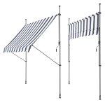 Store banne tlscopique acier polyester 150 x 120 x 200 - 300 cm bleu fonc blanc helloshop26 03 0008314 ...
