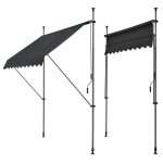 Store banne tlscopique acier polyester 250 x 120 x 200 - 300 cm noir helloshop26 03 0008329