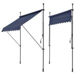 Store banne tlscopique acier polyester 400 x 120 x 200 - 300 cm bleu fonc helloshop26 03 0008343