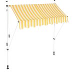 Store banne tlescopique de balcon manivelle hauteur rglable rsistant uv polyester acier 200 x 120 ...