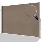Store latral vertical 180x350 cm, extensible latral rtractable marron avec poigne, pour terrasse ...