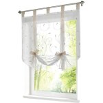 Store romain avec galon brod�, voilage transparent a boucles (l x h 100 x 140 cm, sable)